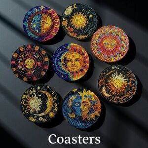 Celestial 8 Piece Diamond Art New Hand Crafted Coaster Set